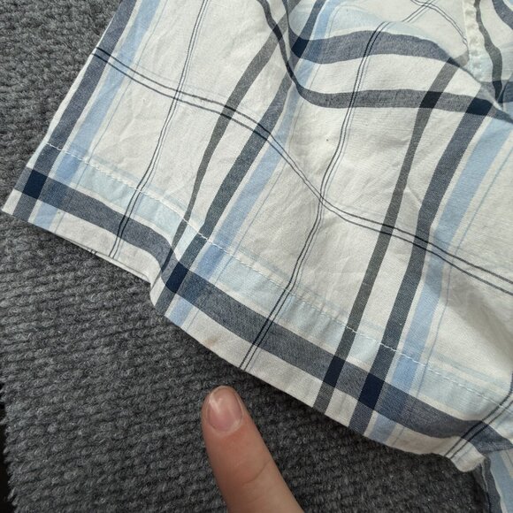 Quiksilver Quicksilver Button Up Men Short Sleeve Blue Plaid Large Cotton Blend - Picture 15 of 16